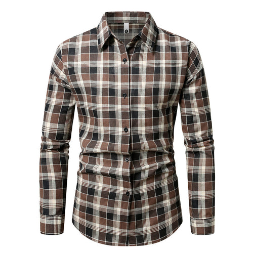 Herren kariertes Langarmhemd aus weichem Flanell R&B