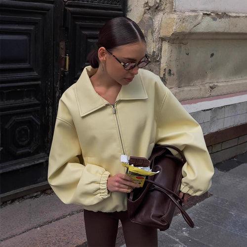 Damen Oversized Sweatjacke mit modernem Stehkragen R&B