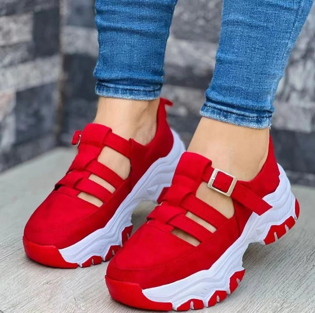 Damen Chunky Sneakers mit verstellbarem Riemen und atmungsaktiver Sohle R&B