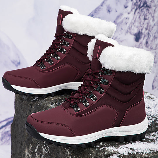 Damen Winterstiefel mit weichem Kunstfellkragen und rutschfester Laufsohle R&B