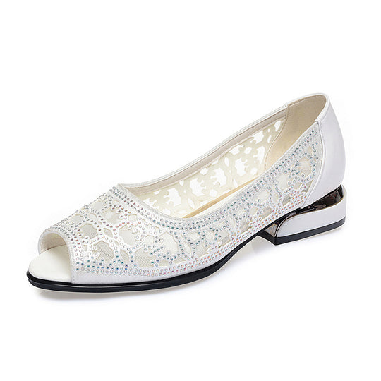 Damen Peeptoe Pumps mit elegantem Spitzenverzierung und komfortablem Blockabsatz R&B