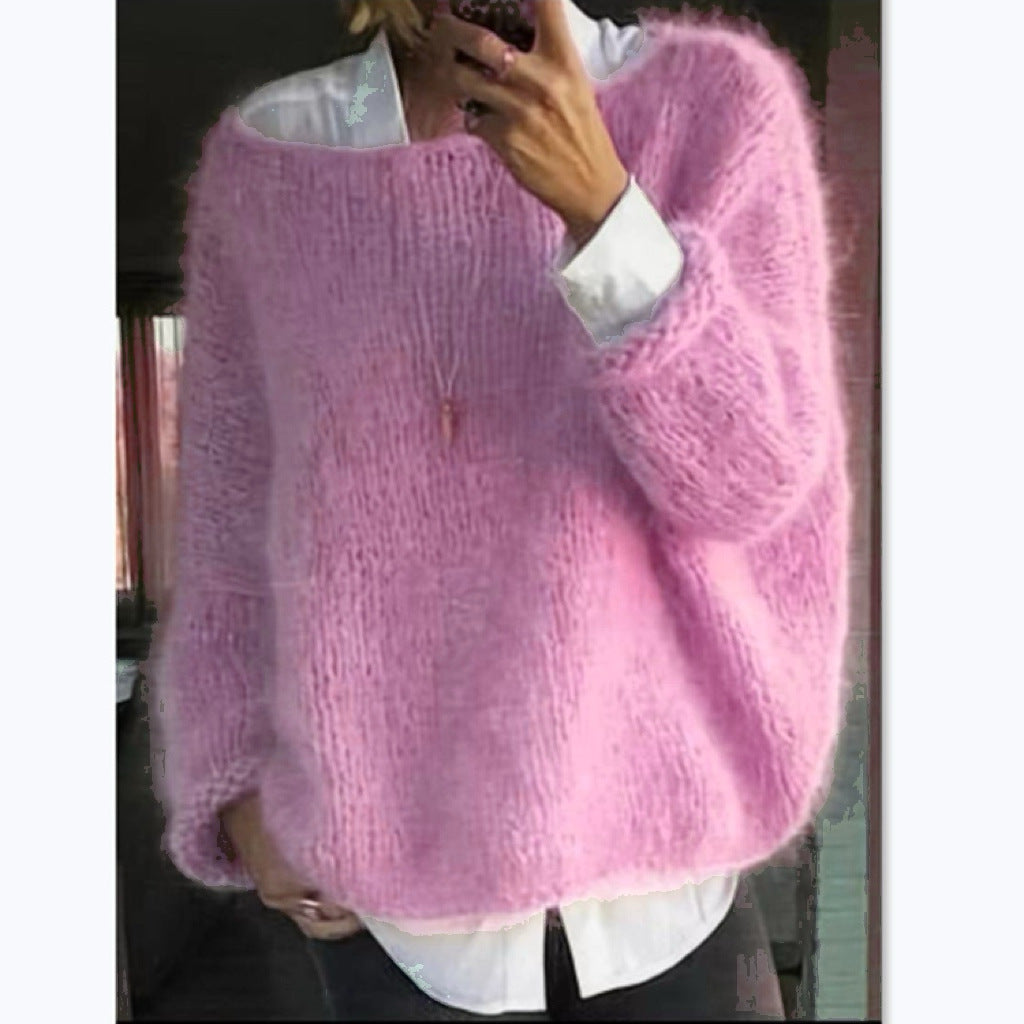 Damen Kuscheliger Oversized Pullover mit U-Boot-Ausschnitt R&B