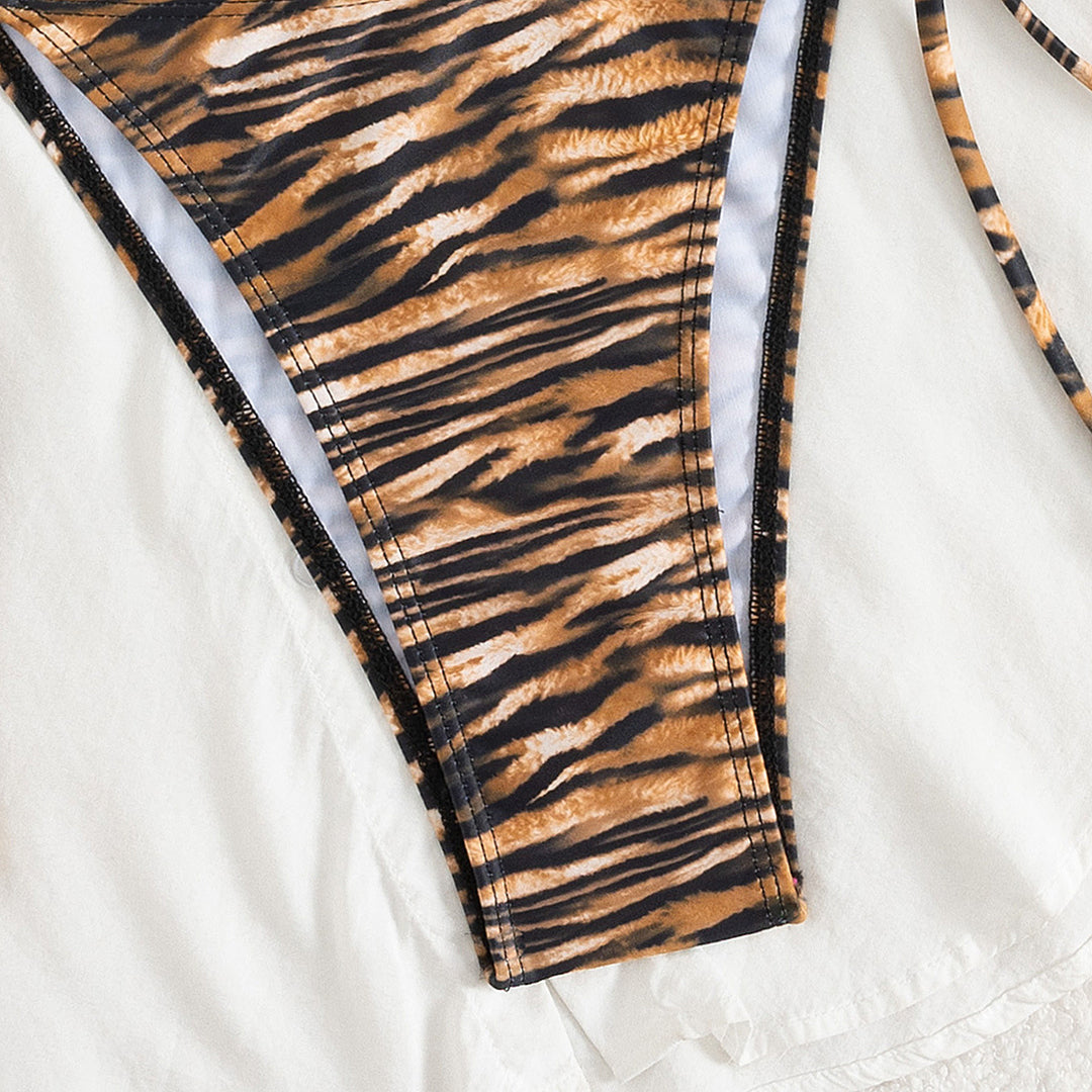 Damen Triangel-Bikini mit raffinierten Tierdruck-Details R&B