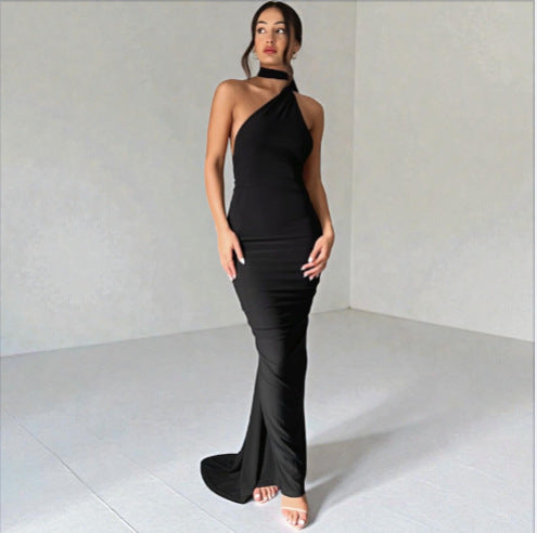 Damen Einseitiges Maxi-Kleid mit elegantem Schnitt und fließendem Saum R&B