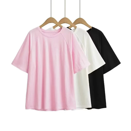 Damen lässiges T-Shirt mit überschnittenen Ärmeln R&B