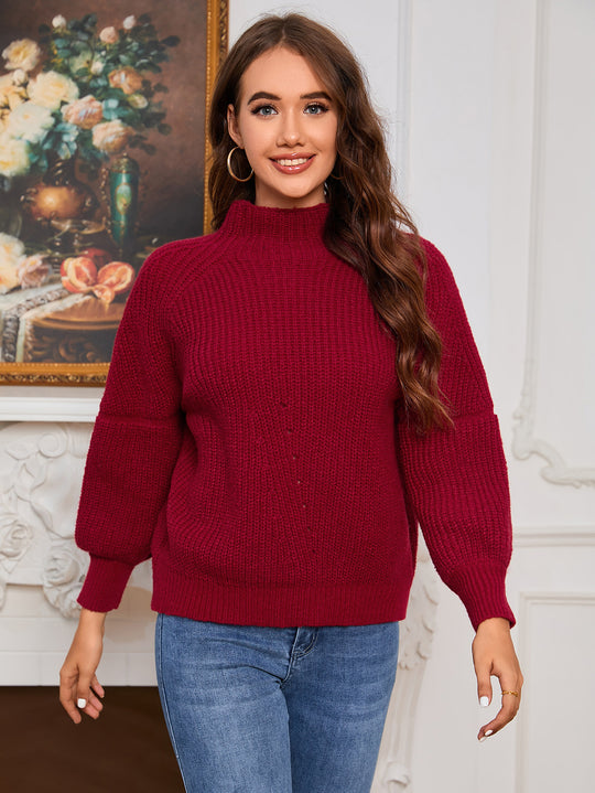 Damen Grobstrick Pullover mit hochgeschlossenem Kragen R&B