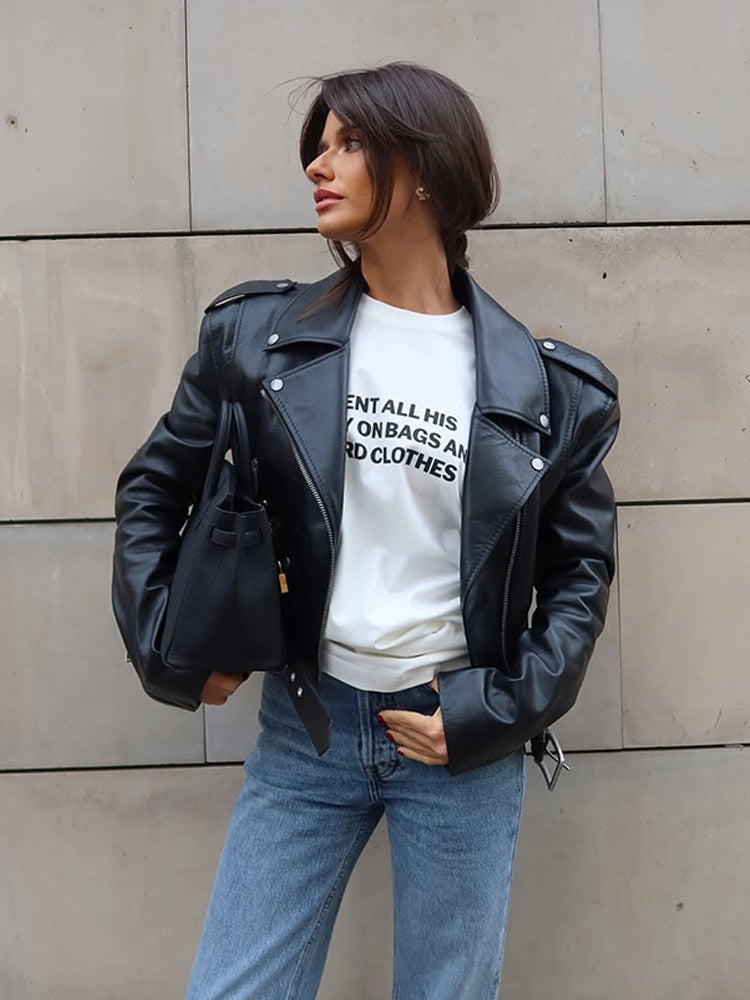 Damen Kunstlederjacke im Biker-Stil mit optimierter Passform R&B