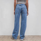 Damen weite Jeans mit lässigem Schnitt und ausgefranstem Saum