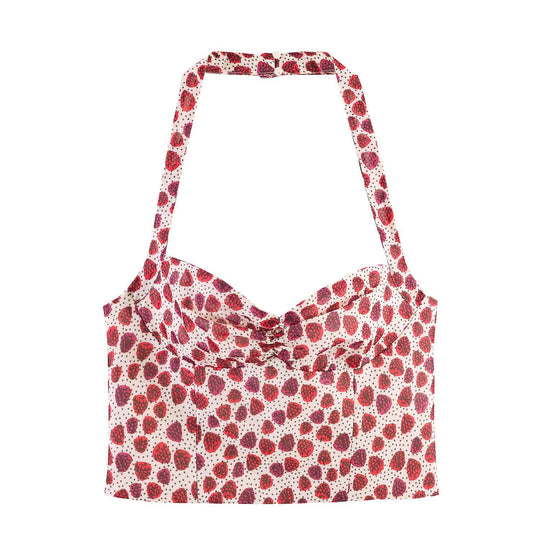 Damen Crop-Top im fruchtigen Design mit elegantem Wickelverschluss R&B