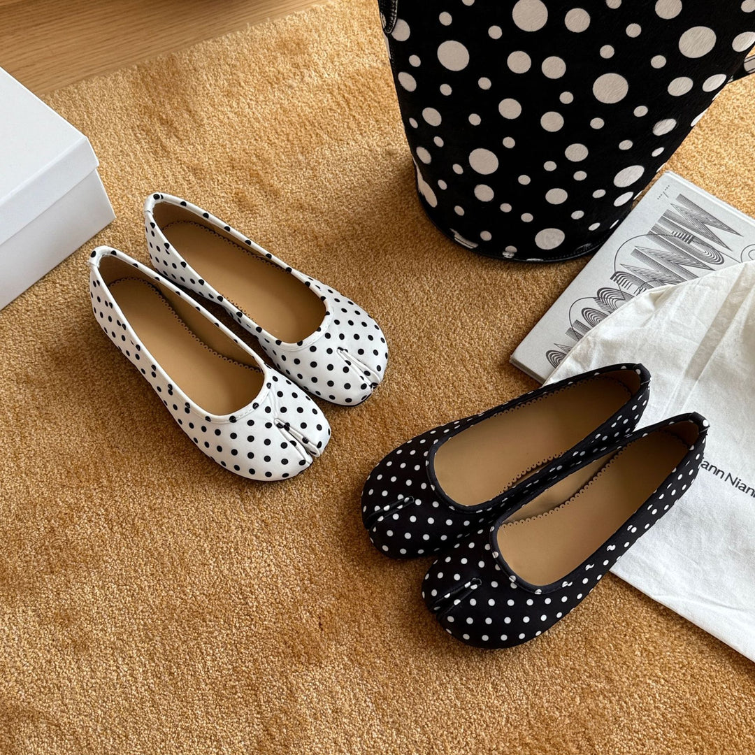 Damen Ballerinas mit modischem Punktmuster und bequemer Sohle R&B