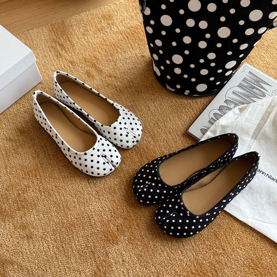 Damen Ballerinas mit modischem Punktmuster und bequemer Sohle R&B