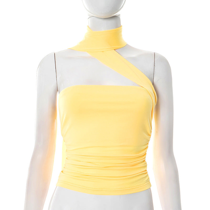 Damen asymmetrisches Trägershirt mit Raffungen R&B