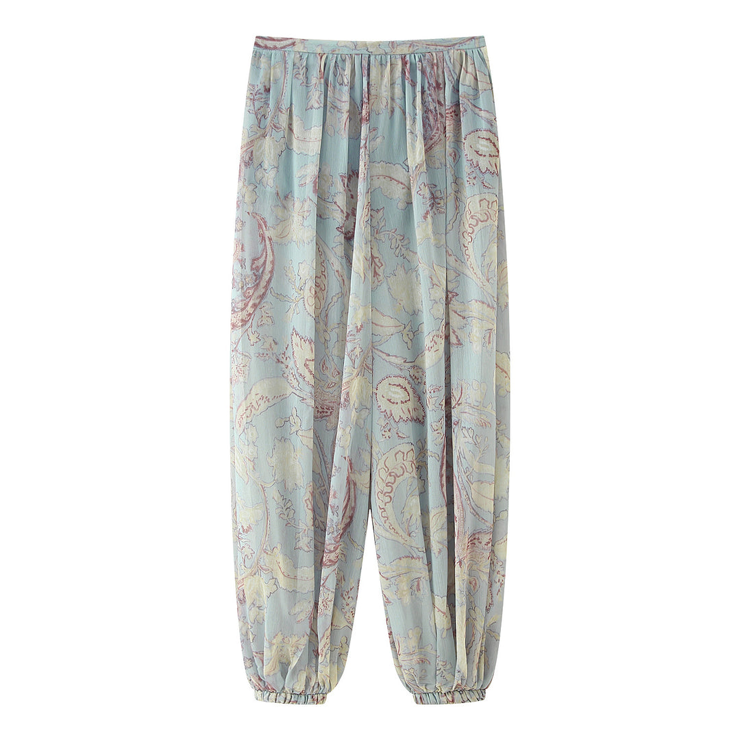 Damen Luftige Palazzo-Hose im floralen Design mit elastischem Bund R&B