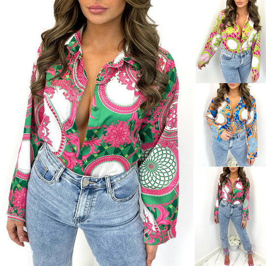 Damen Bluse mit opulentem Druckdesign und modernem Schnitt R&B