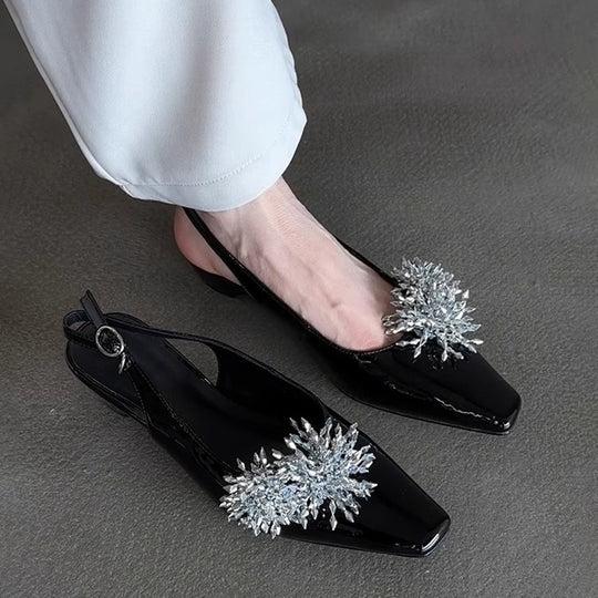 Damen Slingback-Pumps mit elegantem Glitzerakzent und komfortablem Blockabsatz R&B