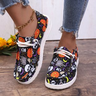 Damen Sneaker mit lustigem Halloween-Motiv und atmungsaktiver Sohle R&B