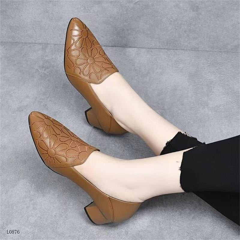 Damen Elegante und modische Slingback-Pumps mit Blumendesign und Blockabsatz R&B