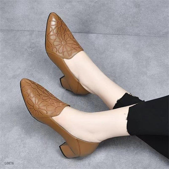 Damen Elegante und modische Slingback-Pumps mit Blumendesign und Blockabsatz R&B
