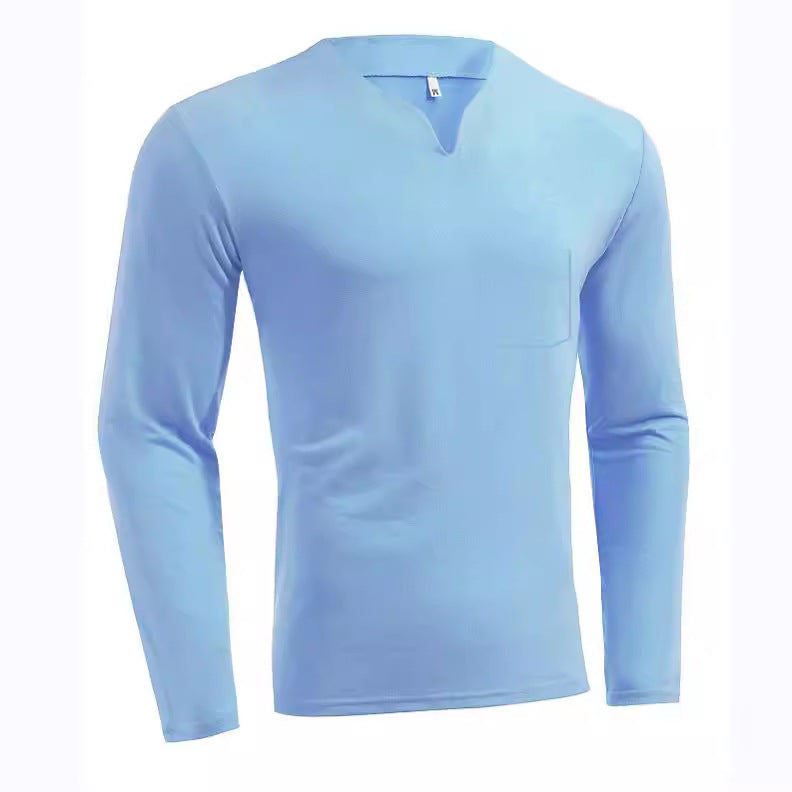 Herren nan Langarmshirt mit V-Ausschnitt Slim Fit Baumwollmix und elastischem Komfortbund R&B