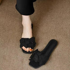 Damen elegante Slipper mit floralen Details und Strassverzierungen R&B