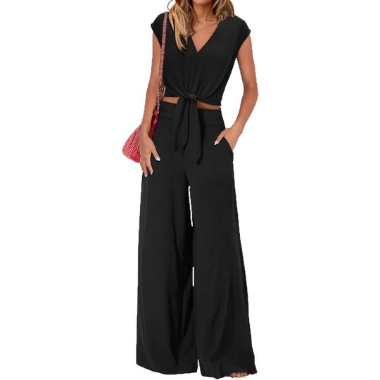 Damen Lockerer Jumpsuit mit Taillierung und weit geschnittenem Bein R&B