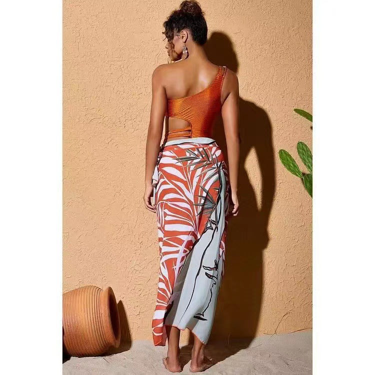 Damen Bikini-Set mit asymmetrischem Oberteil und elegantem Wickelrock R&B