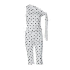 Damen Polka-Dot-Einteiler mit asymmetrischem Schnitt R&B