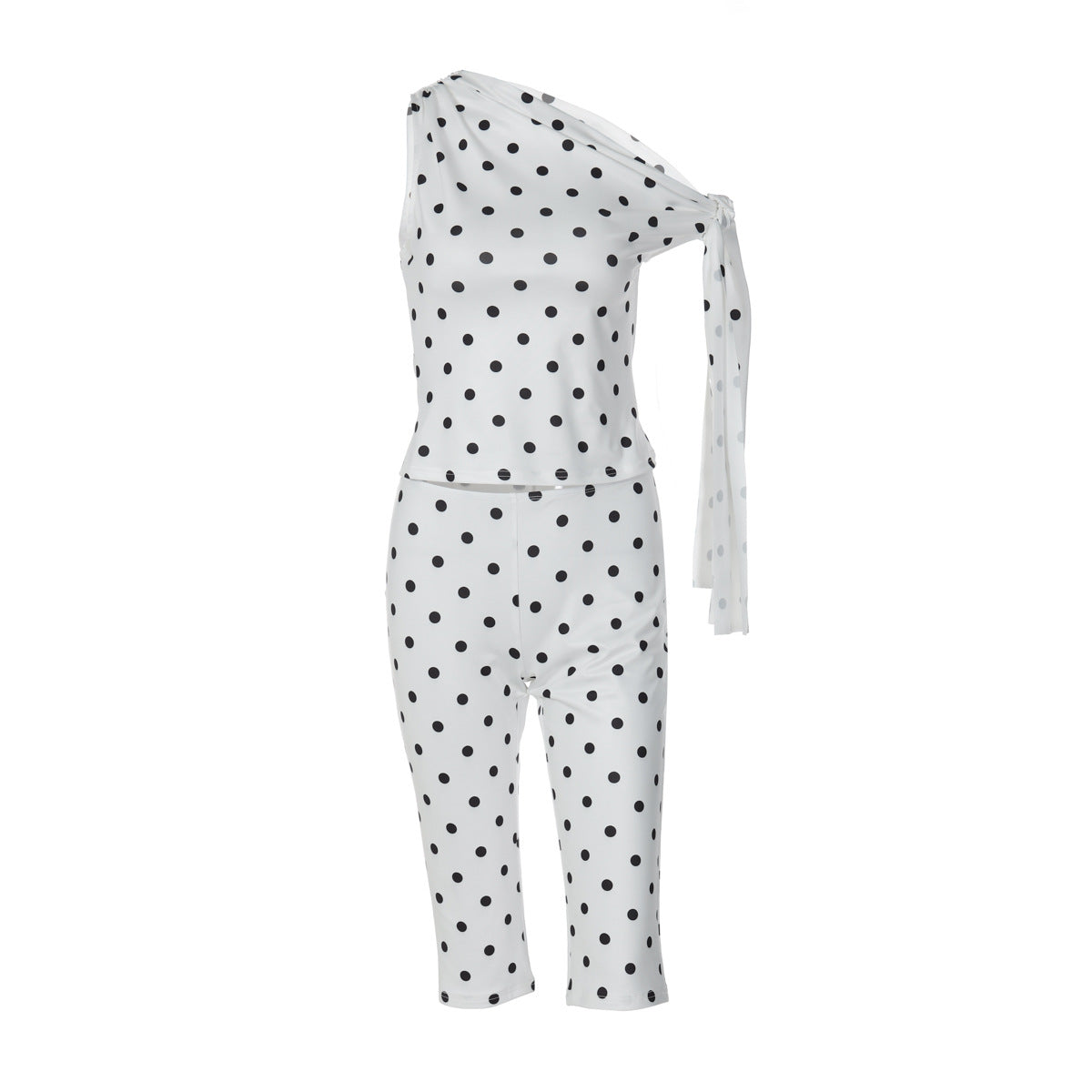 Damen Polka-Dot-Einteiler mit asymmetrischem Schnitt R&B