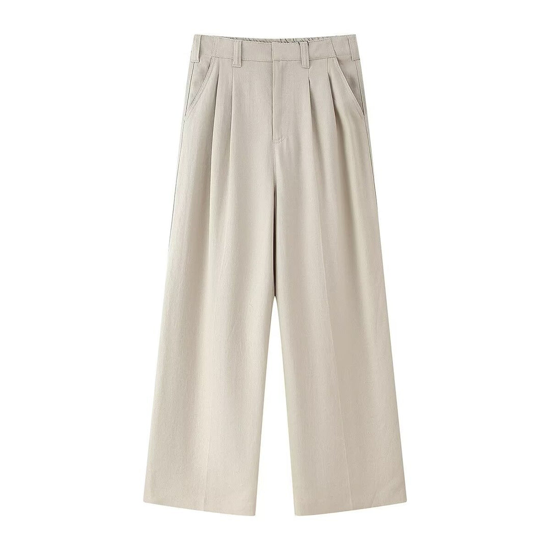 Damen weit High-Waist Hose mit eleganter Faltenlegung und komfortablem Schnitt R&B