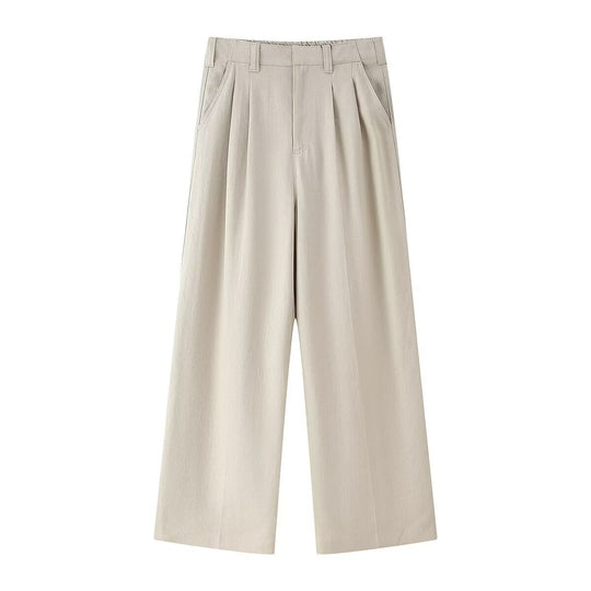 Damen weit High-Waist Hose mit eleganter Faltenlegung und komfortablem Schnitt R&B