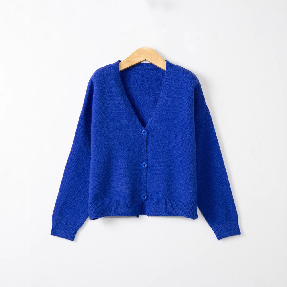 Damen Strickjacke mit V-Ausschnitt und Knopfdetails R&B