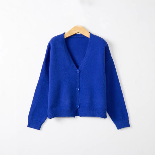 Damen Strickjacke mit V-Ausschnitt und Knopfdetails R&B