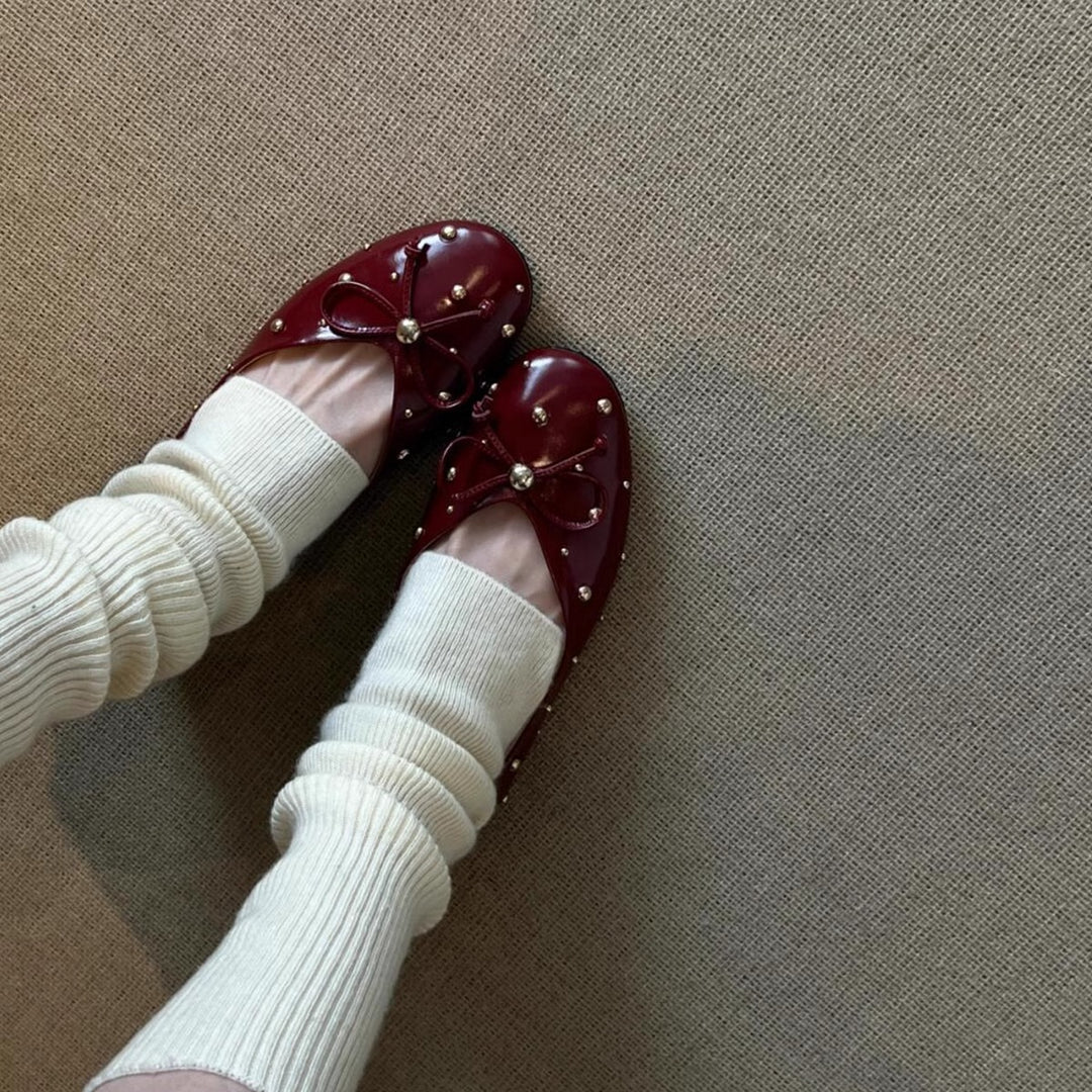 Damen Ballerinas mit modischem Schleifendesign und dekorativem Perlenbesatz R&B