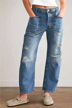 Damen Denim-Hosen mit großflächigen Taschen R&B