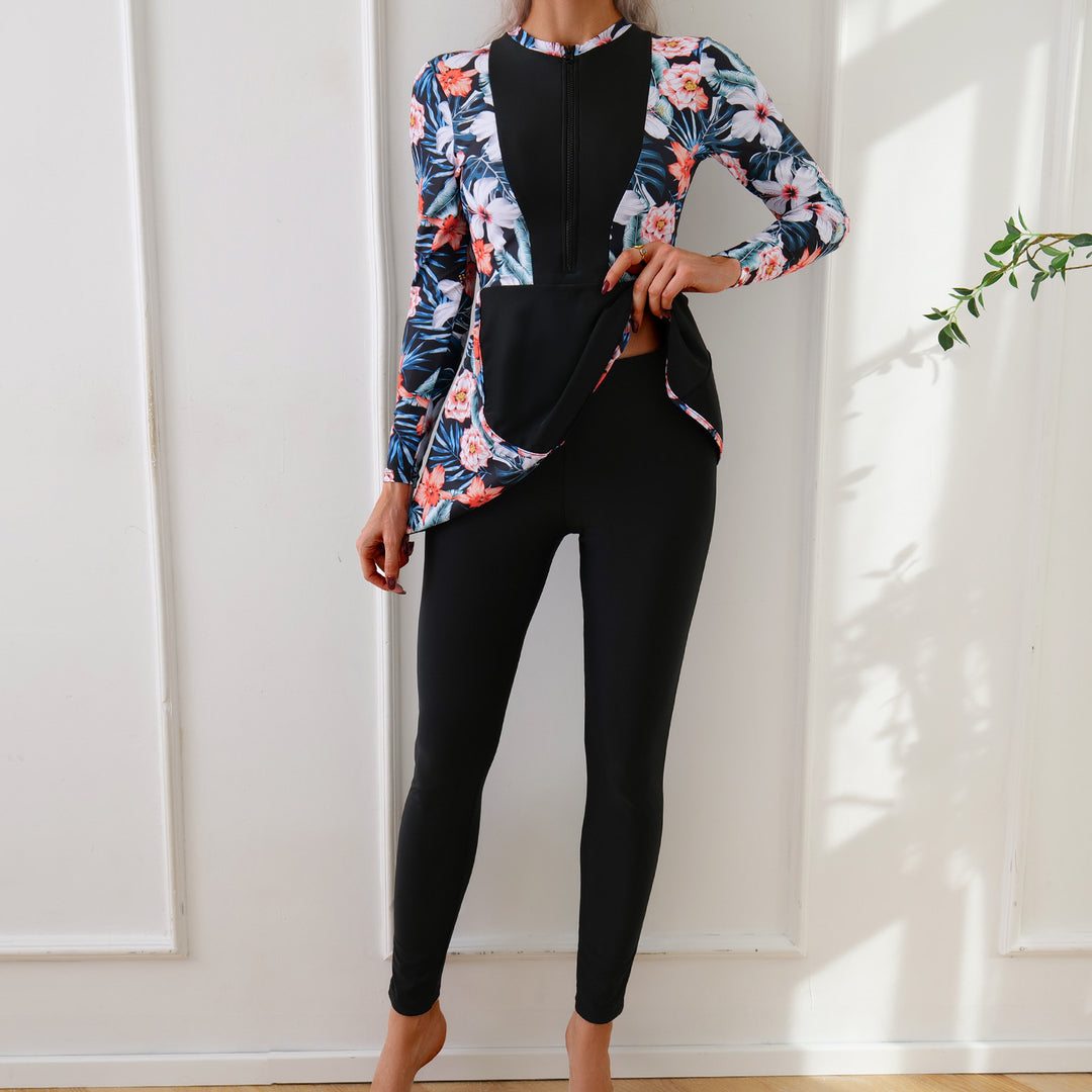 Damen Modischer Badeset mit langer Tunika und Leggings R&B
