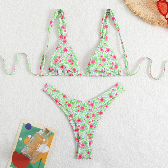 Damen Triangel-Bikini mit verstellbaren Trägern und hohem Schnitt R&B