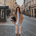 Damen Modische Oversized Weste aus hochwertigem Wildleder R&B