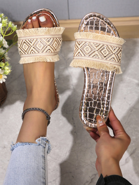 Damen modische Clogs mit fransigem Design und einzigartigem Muster R&B
