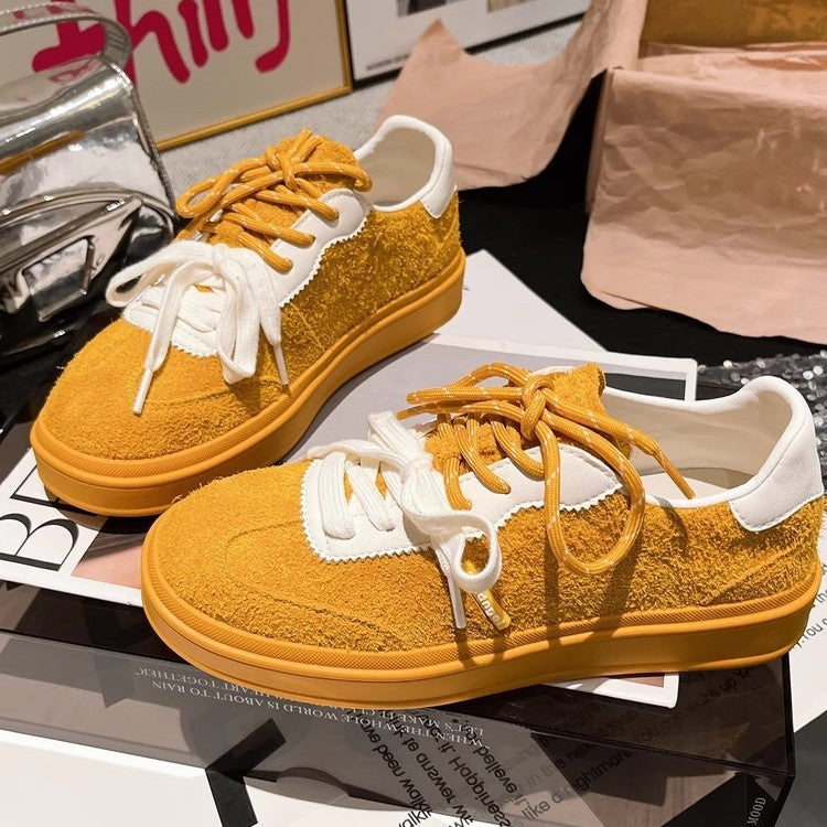 Damen modische Sneakers mit geflochtenem Obermaterial und kontrastierenden Schnürsenkeln R&B