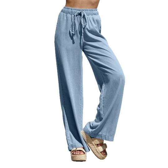 Damen Weite, bequeme Sommerhose mit verstellbarem Bund und lockerer Passform R&B