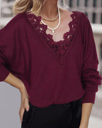 Damen Pullover mit eleganter Spitze und lässigem Schnitt R&B