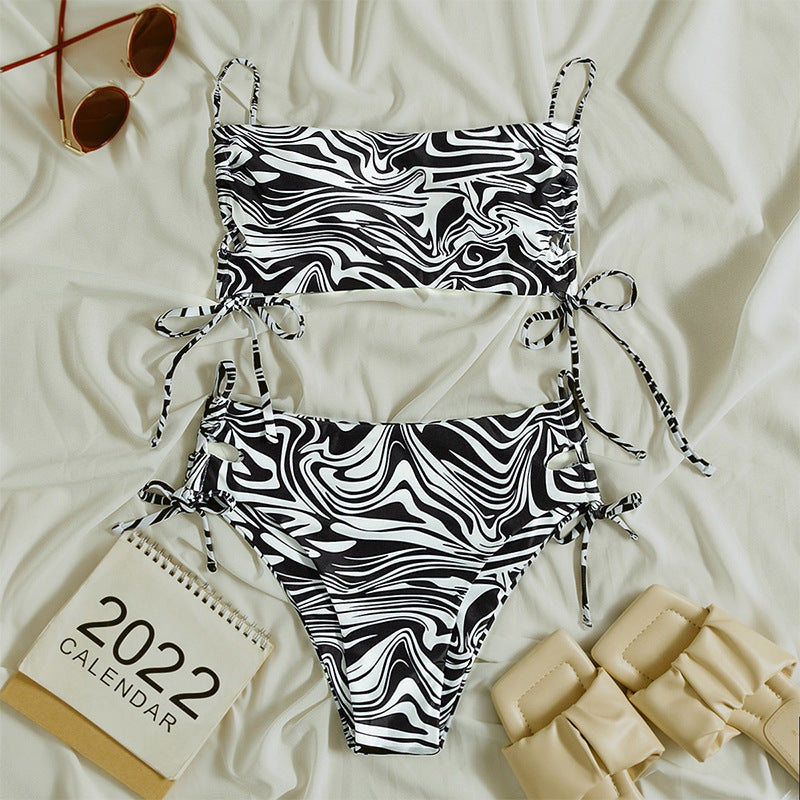 Damen Triangel-Bikini mit verstellbaren Bändern und elastischem Design R&B