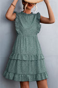 Damen luftiges Sommerkleid mit voluminösen Rüschensäumen und femininer Silhouette R&B