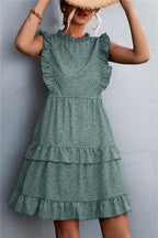 Damen luftiges Sommerkleid mit voluminösen Rüschensäumen und femininer Silhouette R&B