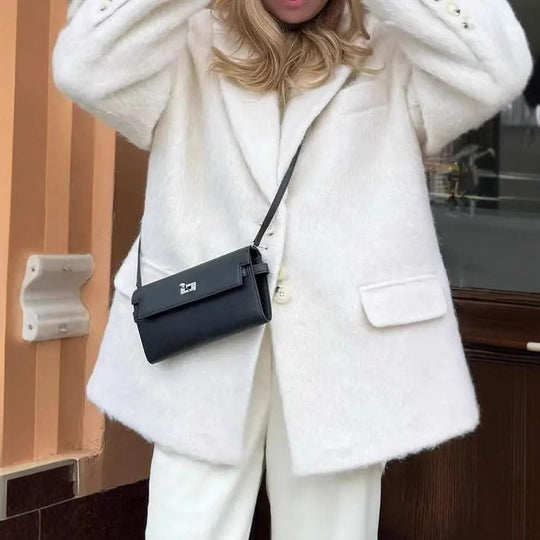 Damen Oversized Wollmantel R&B