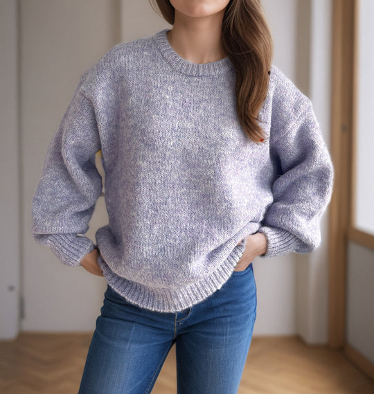 Damen lässiger Oversize-Pullover mit strukturiertem Maschenmuster R&B