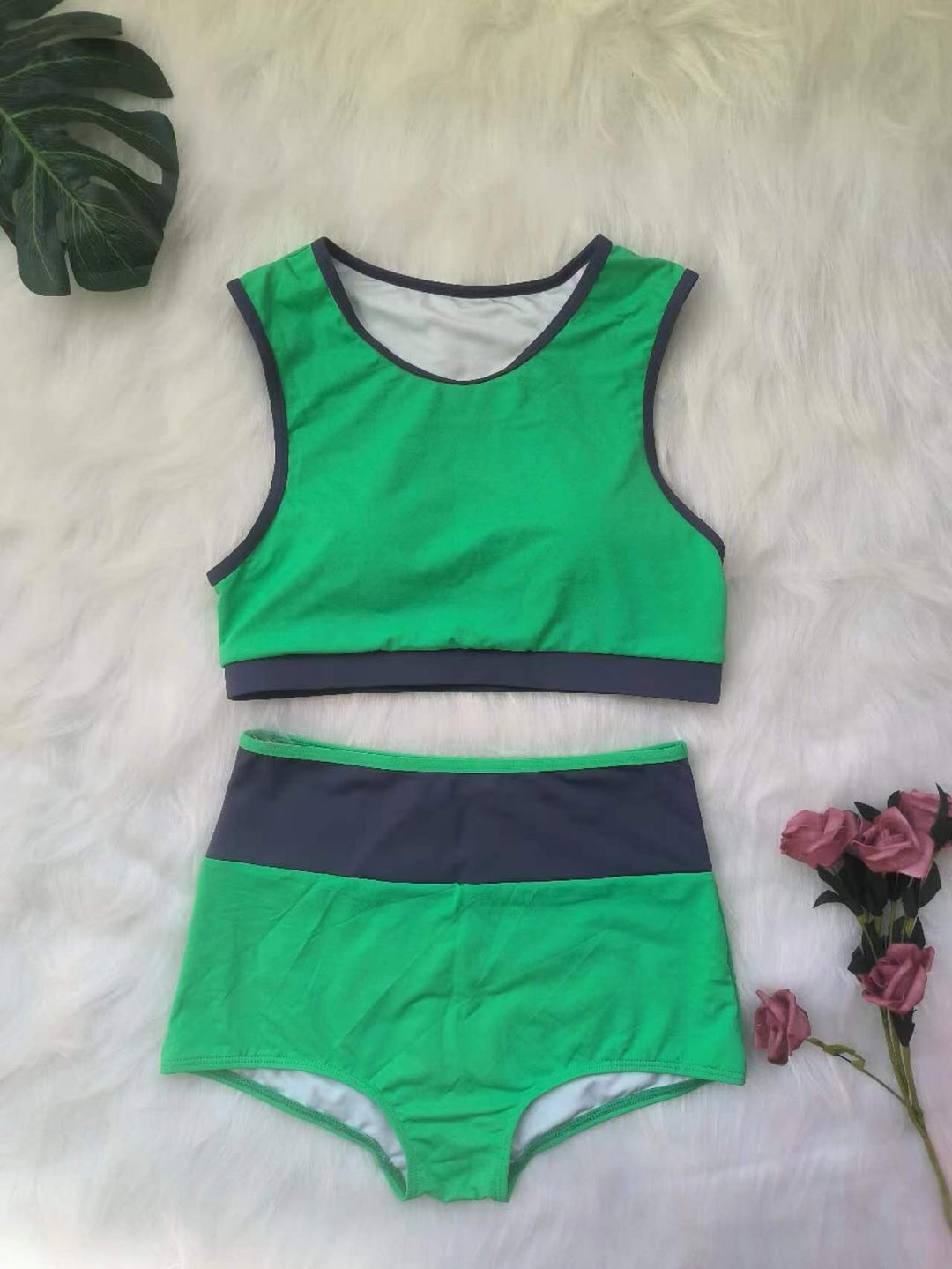 Damen Sportliches Bikini-Set mit hoch geschnittenem Höschen R&B