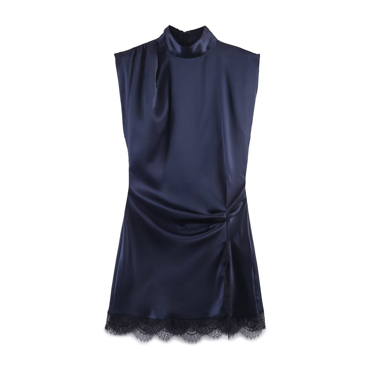 Damen elegantes Kleid mit transparentem Spitzenrand R&B