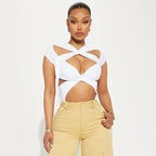 Damen Crop-Top mit innovativem Wickeldesign und einzigartigem Ausschnitt