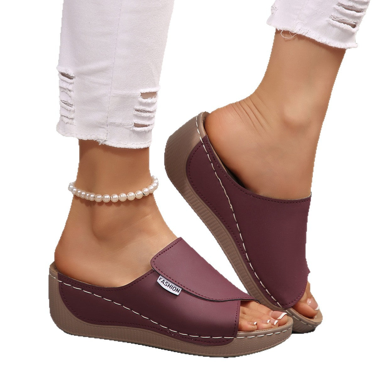 Damen Komfortable Wedge-Pantoletten mit ergonomischem Fußbett R&B